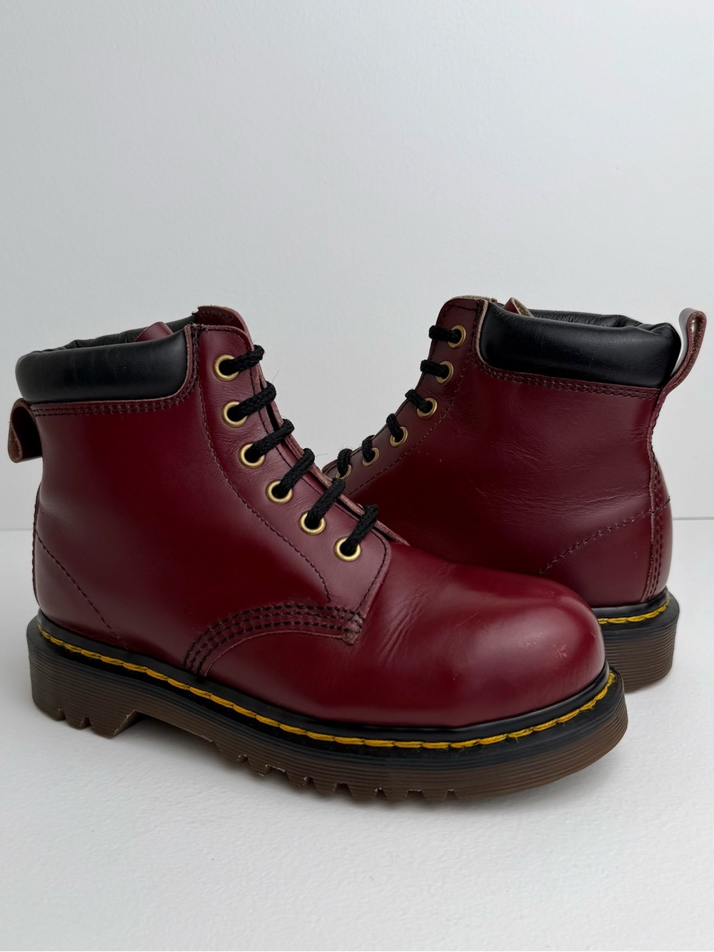 Dr. Martens Vintage Oxblood Red Steel Toe Double Stitch Boots UK 3